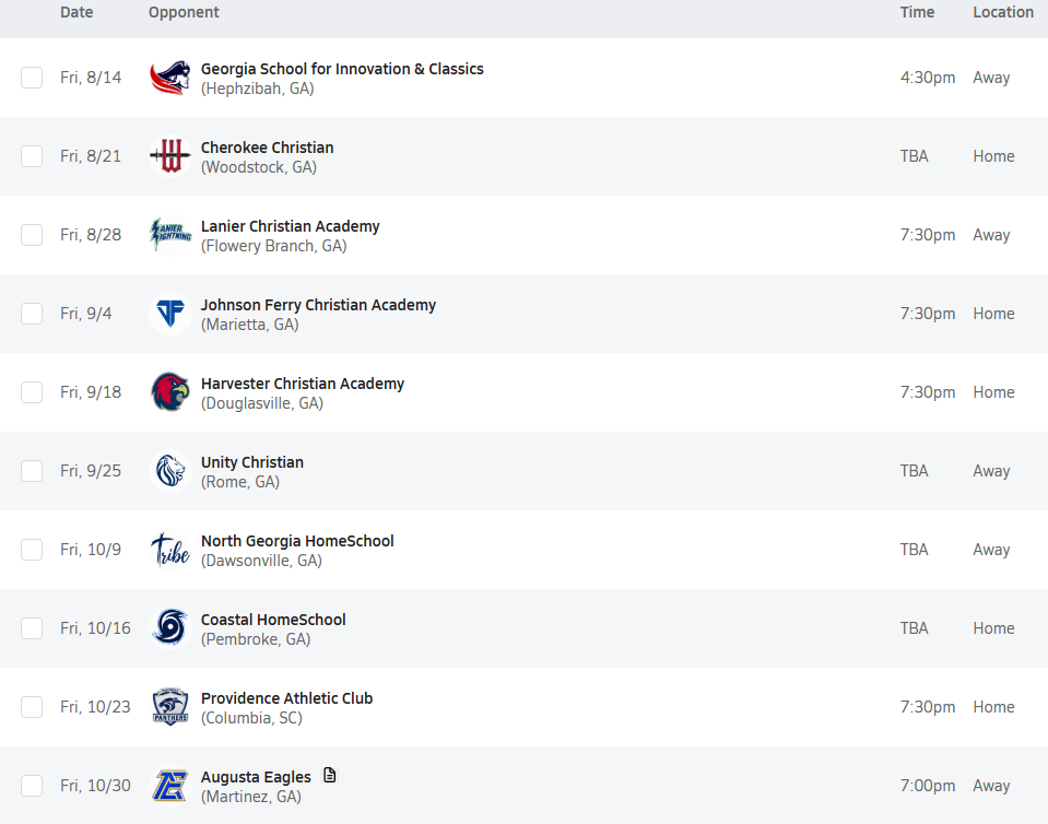 MaxPreps Schedule